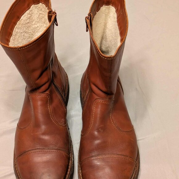 Swedish Hasbeens Boots Mens 12  Brown Leather Fleece Lined Italian Made Shoes - Picture 2 of 12